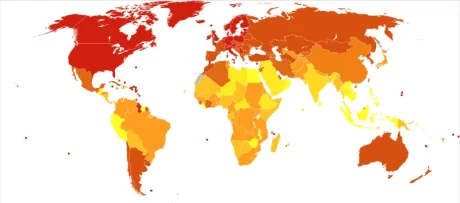 Multiple sclerosis world map DALYs per million persons WHO2012.svg .png